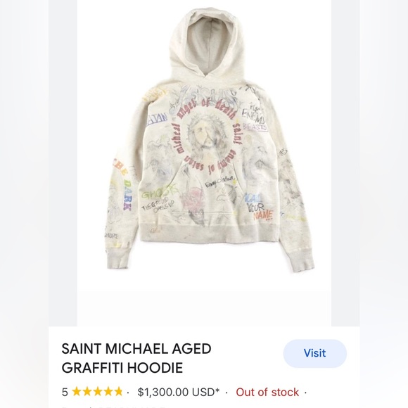 Saint Michael Aged Graffiti Hoodie - Picture 2 of 5
